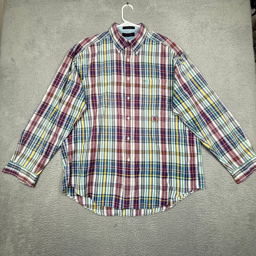 Vintage Tommy Hilfiger XL‎ Multicolor Plaid Button Down Long Sleeve Shirt Mens